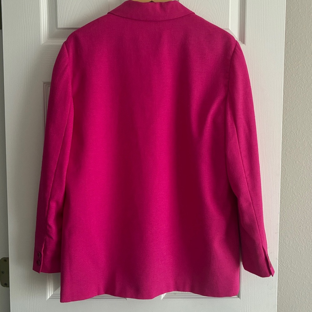 Patchington Pink Linen Blend Blazer Size 12 Bright Fuchsia Jacket - Picture 2 of 7